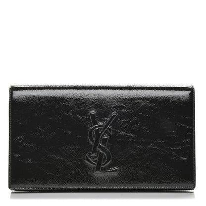 Saint Laurent Textured Patent Monogram Large Belle De Jour Clutch Black 1 of 6