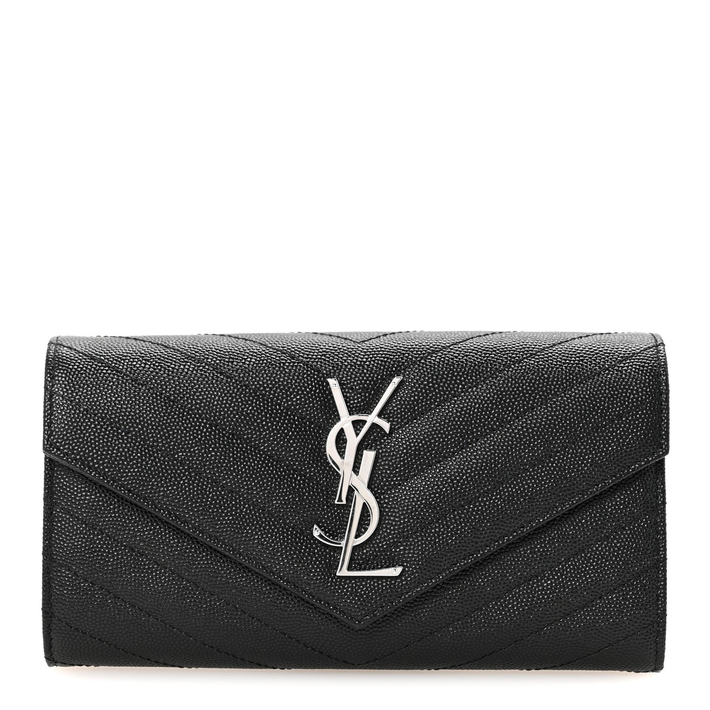 Grain De Poudre Matelasse Chevron Monogram Flap Wallet Black