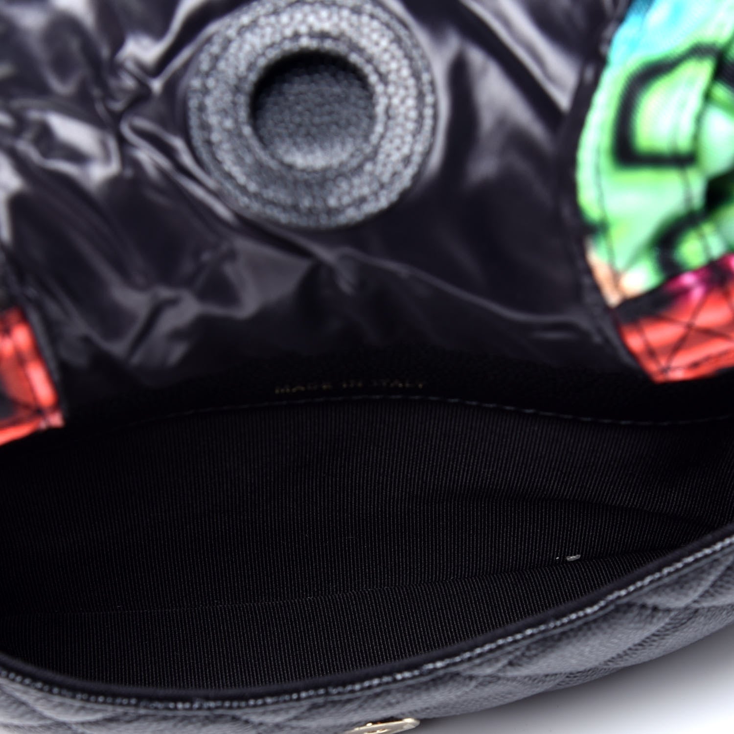 Chanel Caviar Fabric Graffiti Foldable Tote Bag With Chain Black Multicolor 9 of 17