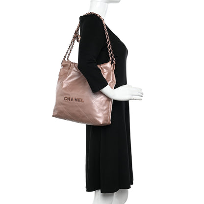 Chanel Metallic Calfskin Quilted Small Chanel 22 Pink 2 of 12
