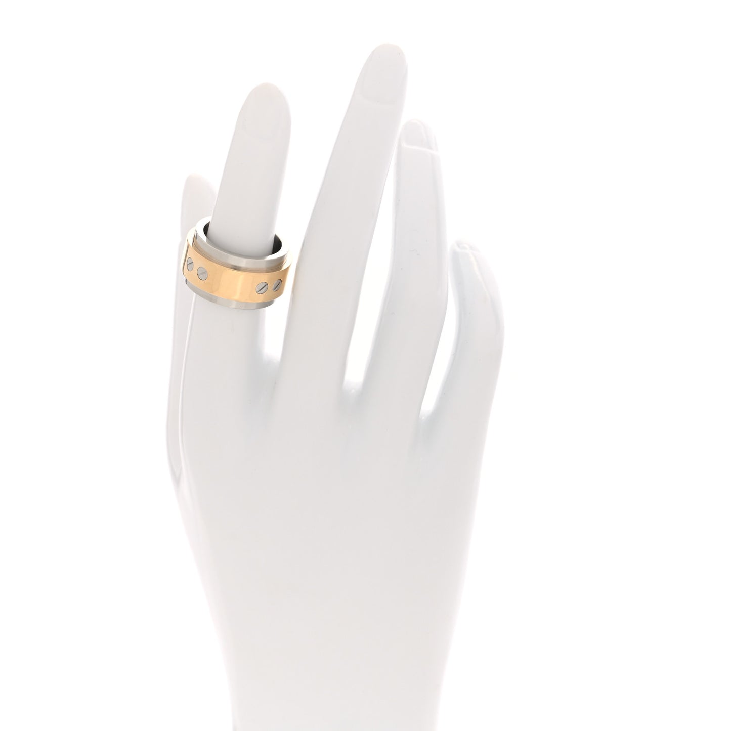 18K Yellow Gold Stainless Steel 12mm Santos Ring 51 5.75