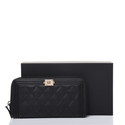 Chanel Caviar Quilted Boy Long Zip Around Wallet Black 14 of 14