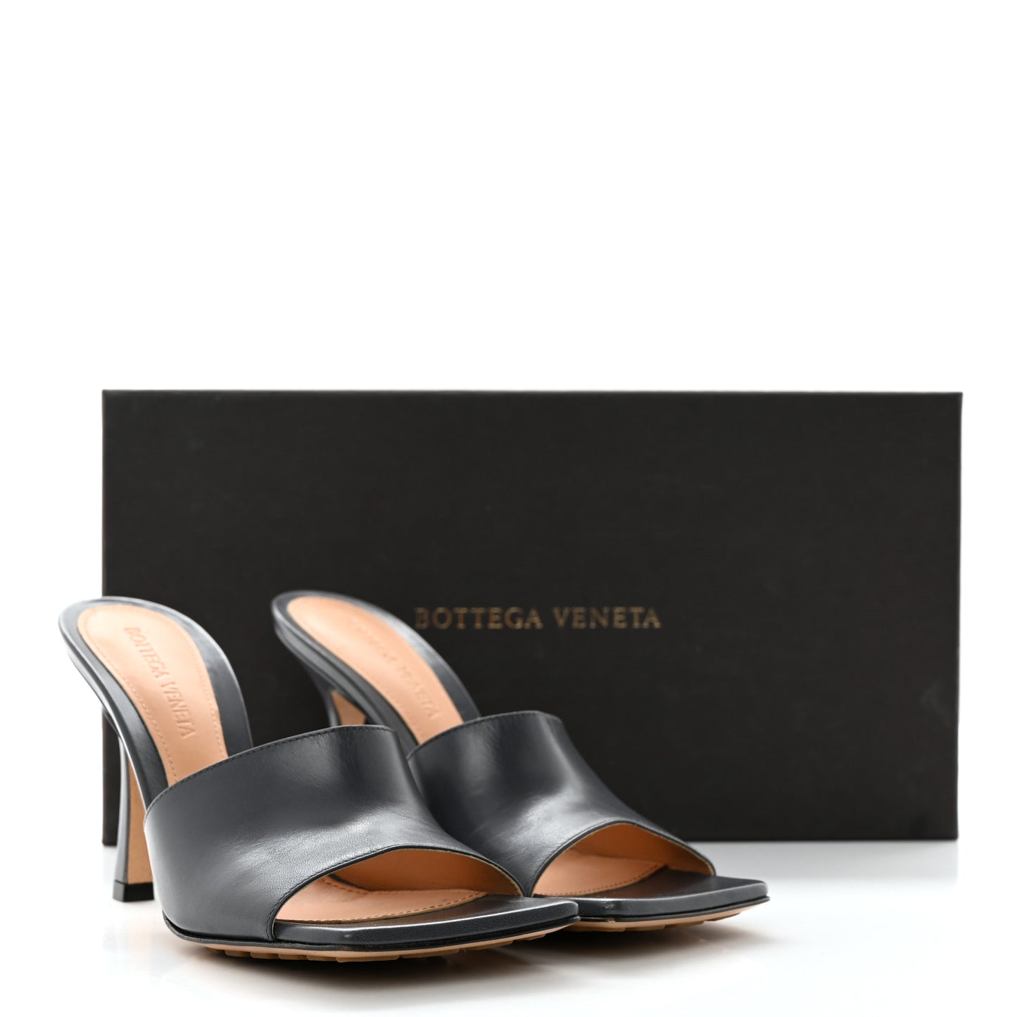 Lambskin Stretch Mule Sandals 36 Light Graphite