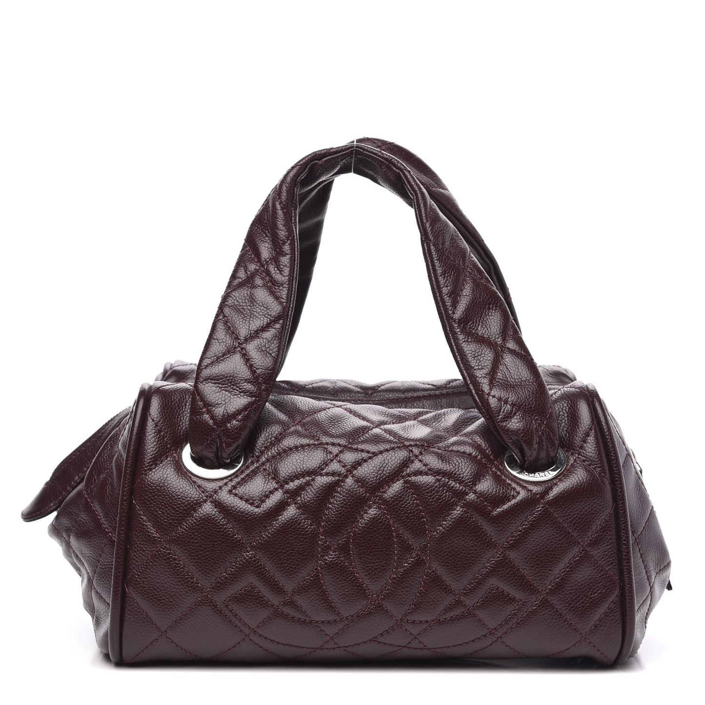 Caviar Quilted CC Timeless Bowler Burgundy