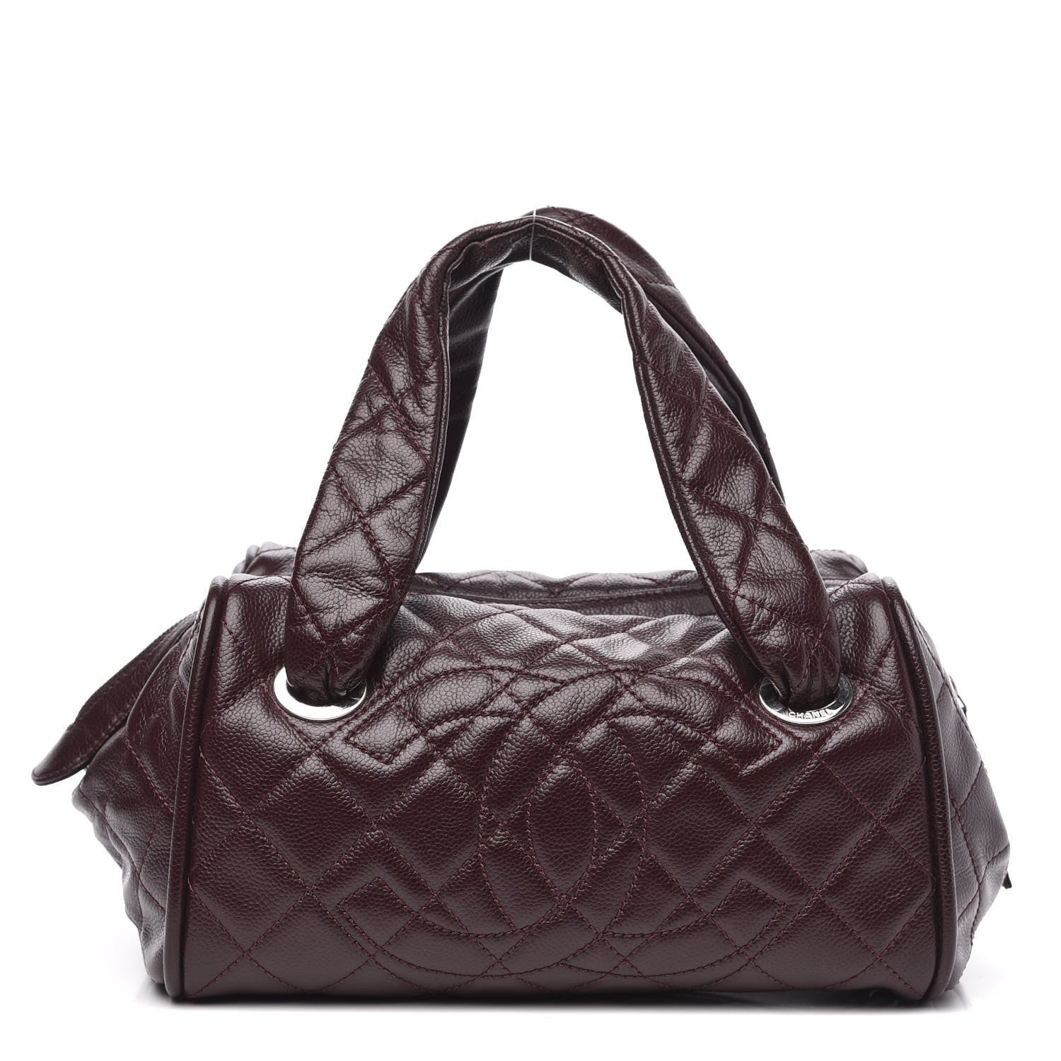 Chanel Caviar Quilted CC Timeless Bowler Burgundy 1 of 12
