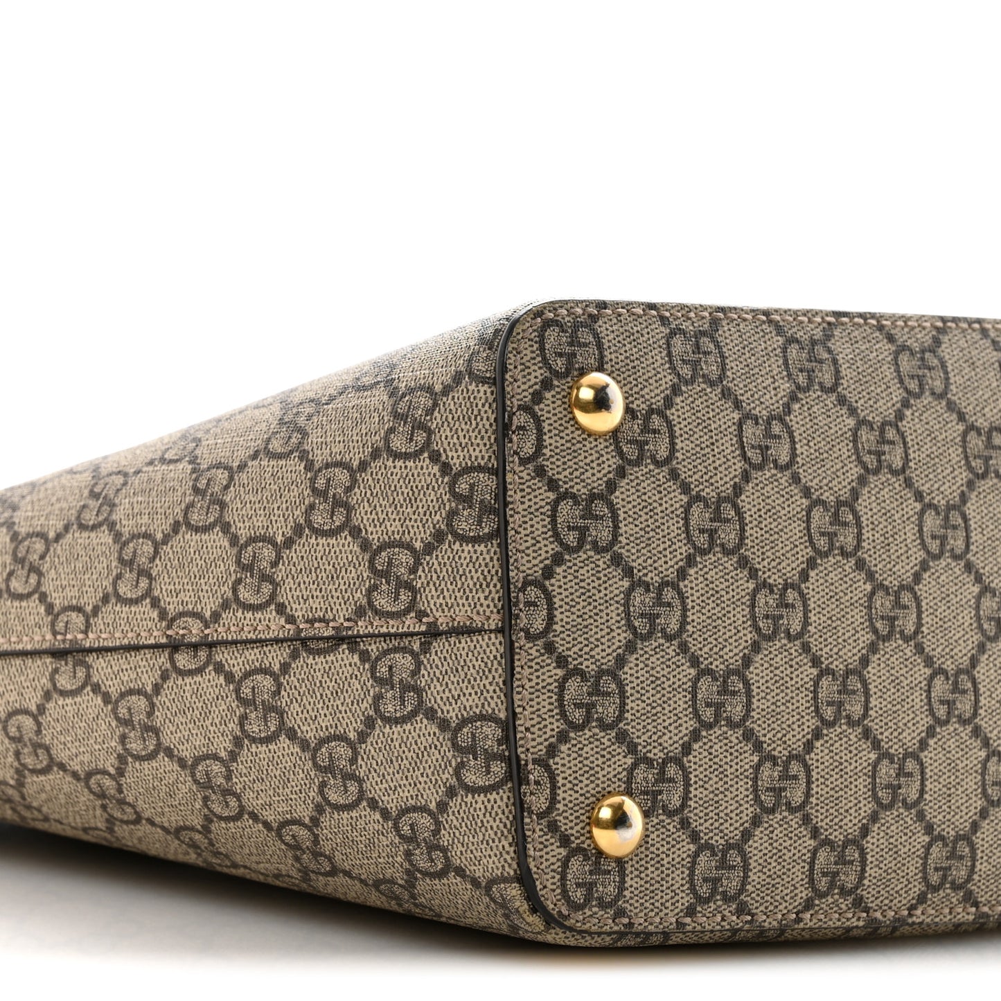 GG Supreme Monogram Medium Zippered Bucket Tote Beige Tuscany