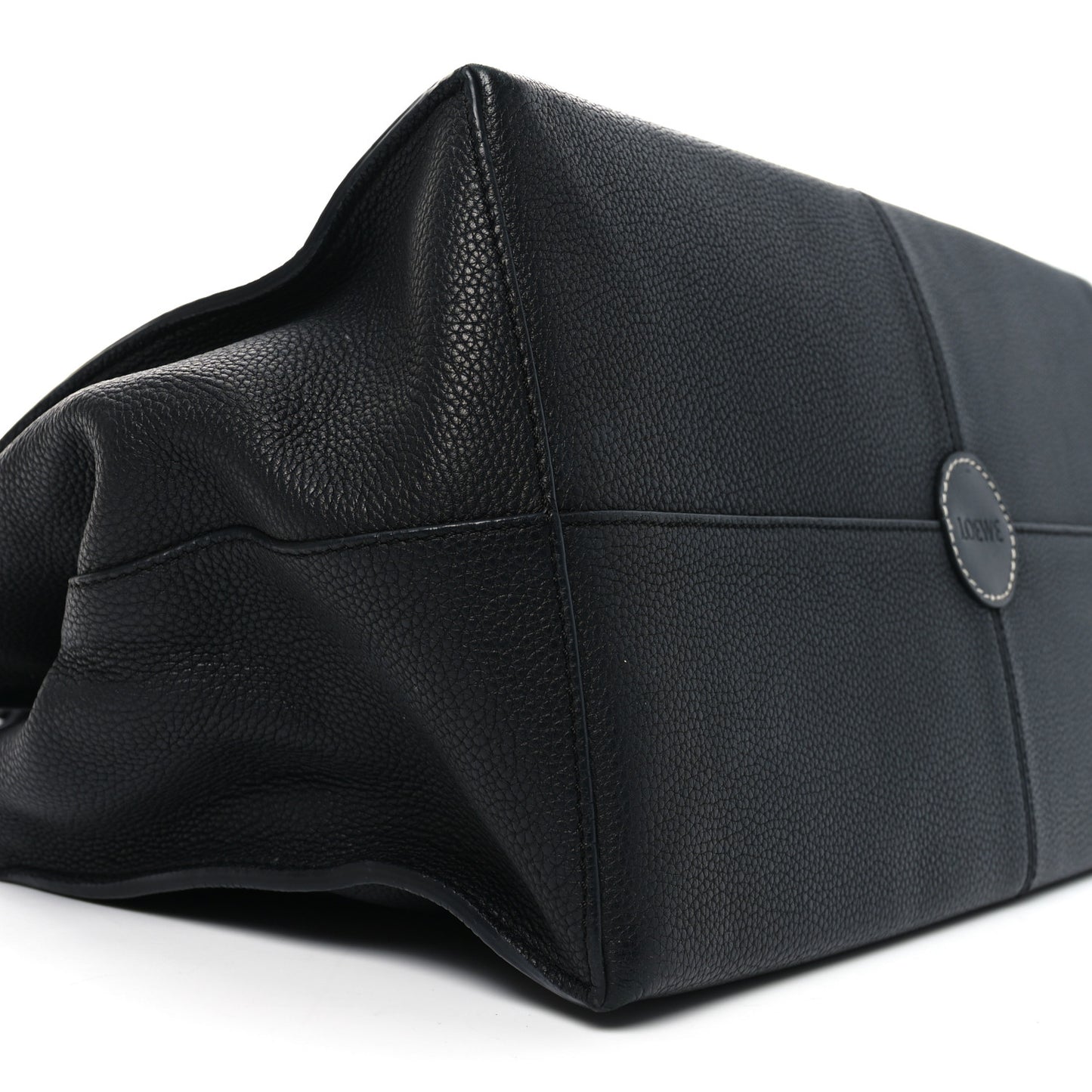 Grained Calfskin Small Cushion Tote Black