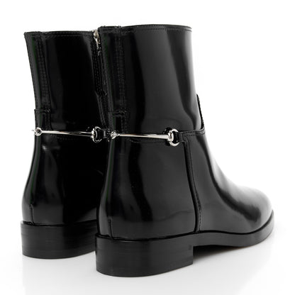 Gucci Brushed Calfskin Michelangelo Slim Horsebit Ankle Boots 36 Black 5 of 10