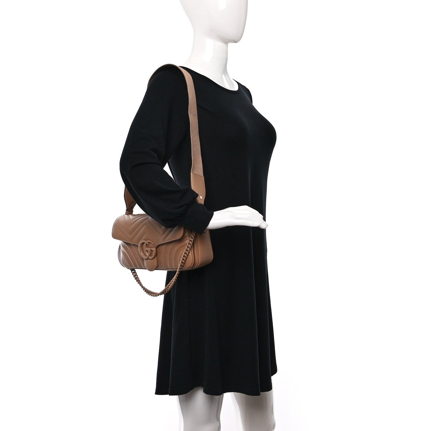 Gucci Calfskin Matelasse Monochrome GG Marmont Crossbody Shoulder Bag Camelia Winter Rose 2 of 11