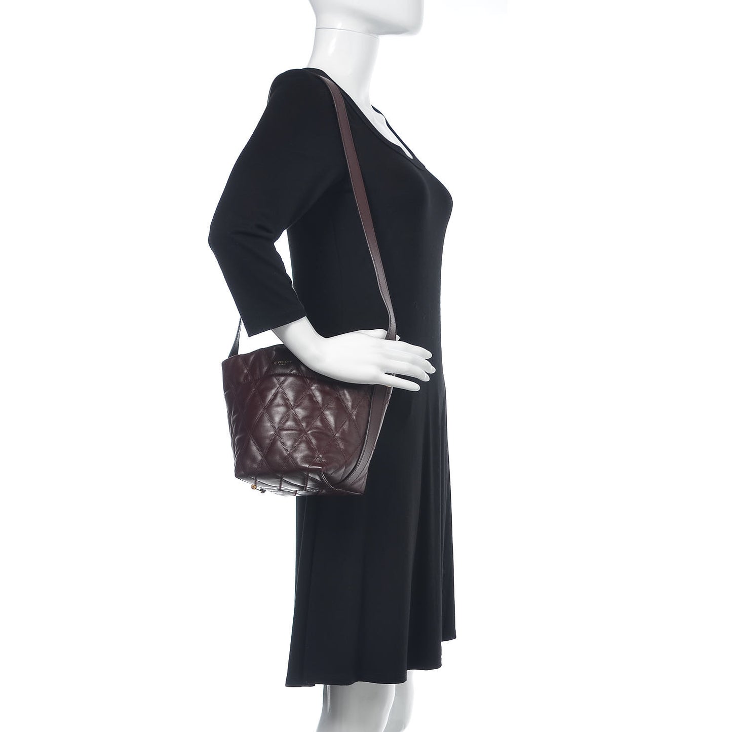 Lambskin Quilted Mini GV Bucket Bag Aubergine