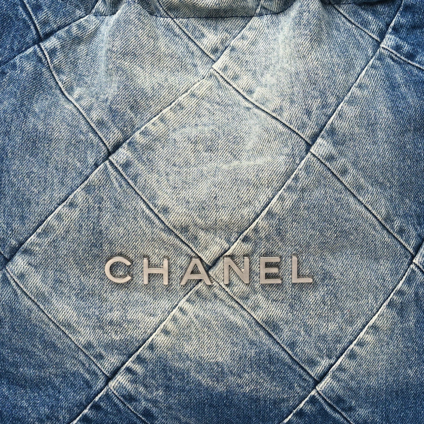 Denim Quilted Small Chanel 22 Blue