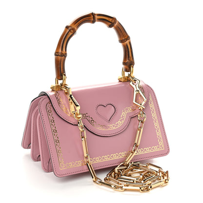 Gucci Calfskin Bamboo Crystal Mini Thiara Top Handle Bag Carmine Rose Gold 3 of 10