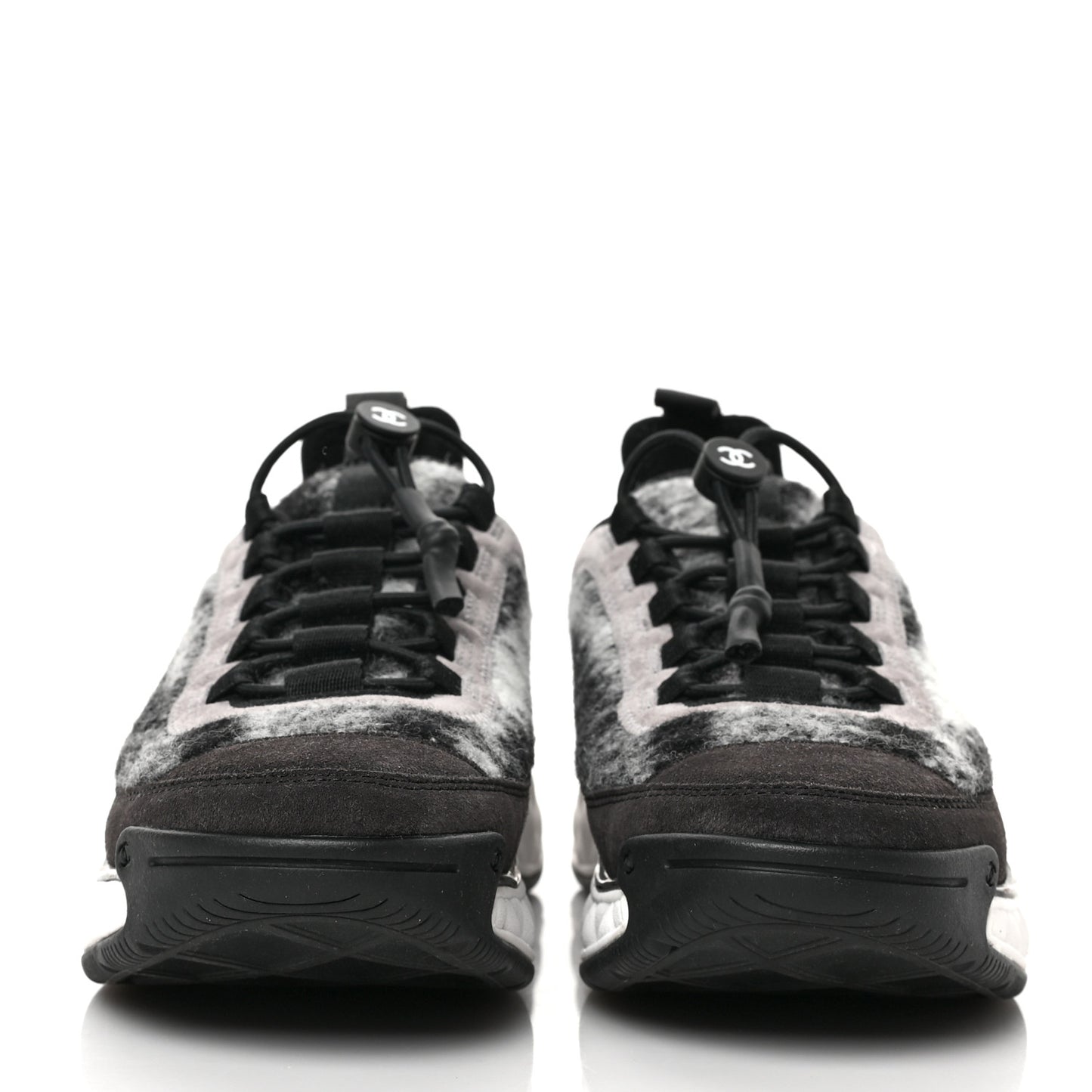 Fabric Suede Calfskin CC Sneakers 38 Grey