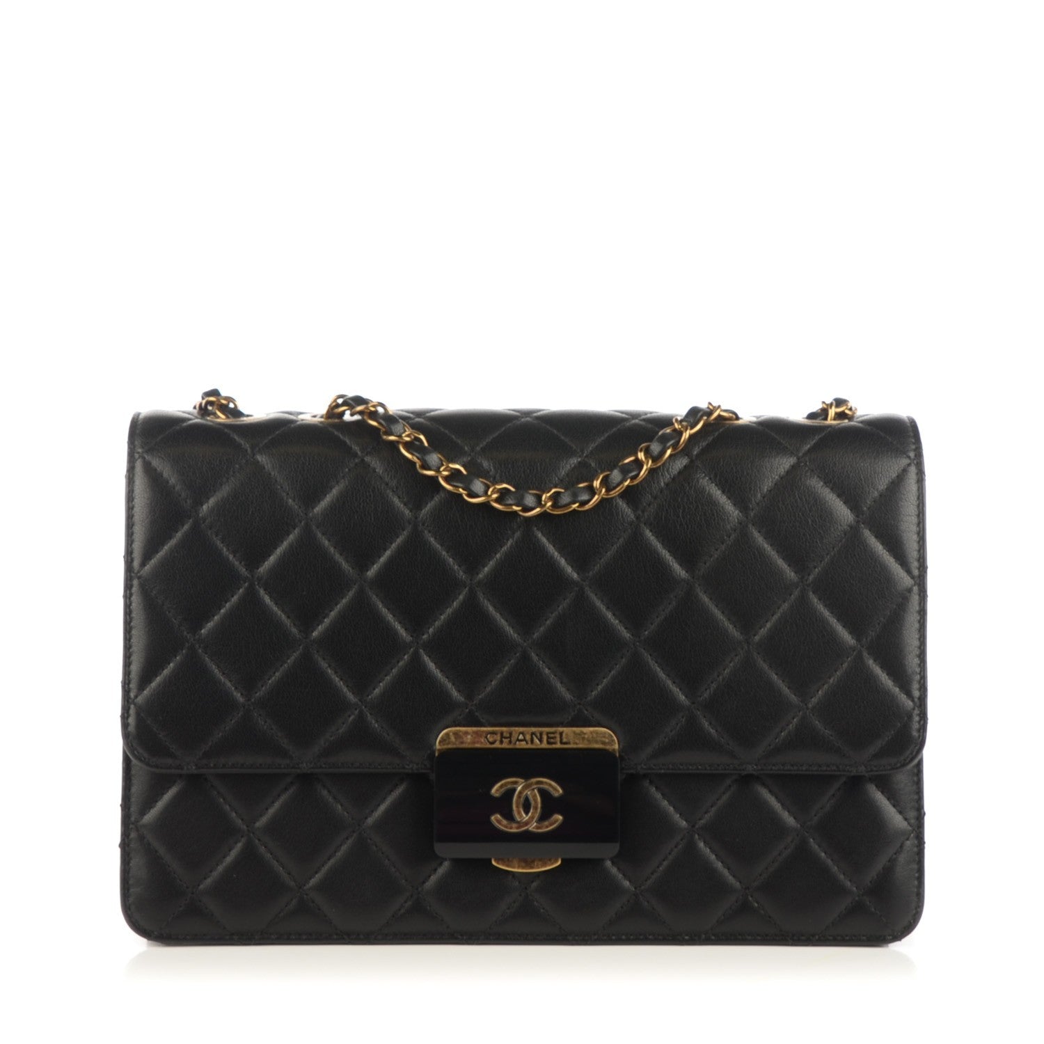 Chanel Sheepskin Quilted Large Beauty Lock Flap Black 1 of 7