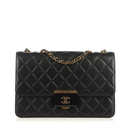 Chanel Sheepskin Quilted Large Beauty Lock Flap Black 1 of 7