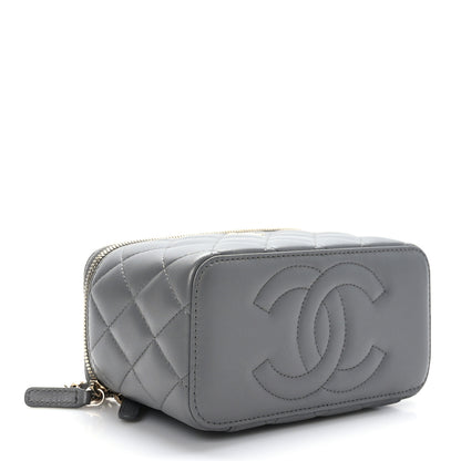 Chanel Lambskin Quilted Small Top Handle Vanity Case With Chain Dark Grey 5 of 12