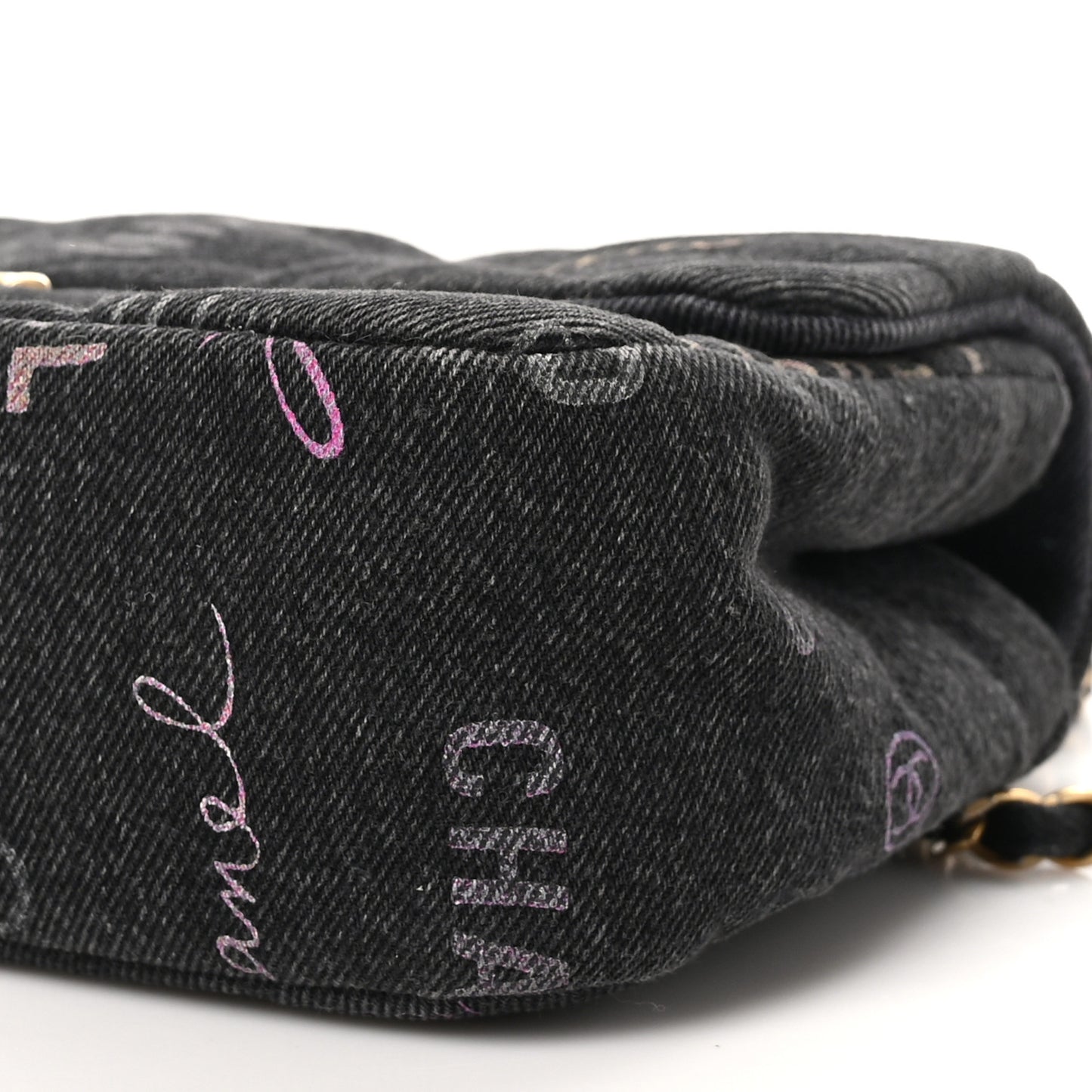 Denim Quilted Denim Mood Mini Rectangular Flap Black Multicolor