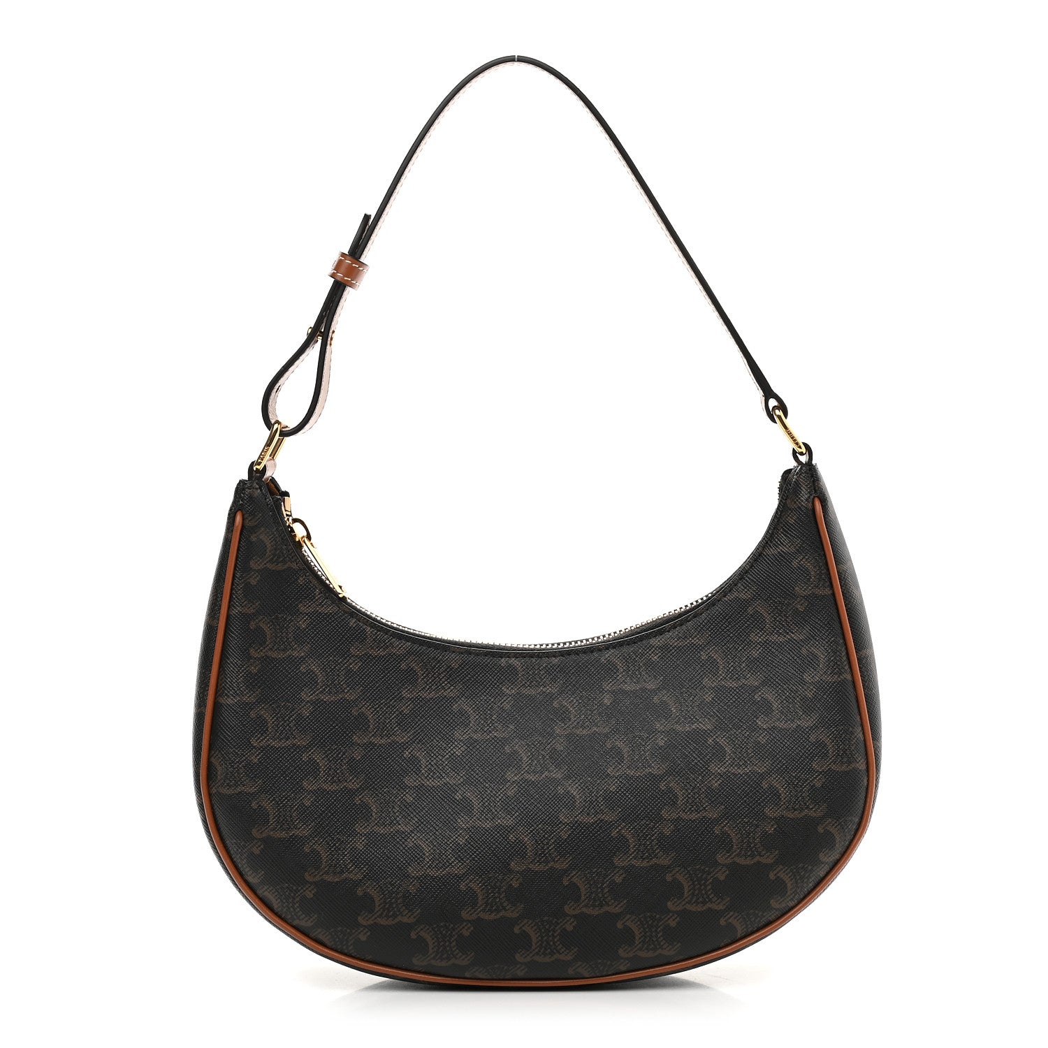 Celine Triomphe Canvas Calfskin Ava Shoulder Bag Tan 1 of 8
