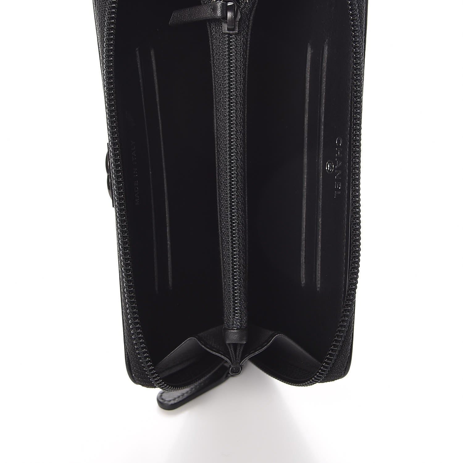 Chanel Calfskin Painted Chevron Embossed Small Boy Zip Wallet Black 5 of 8