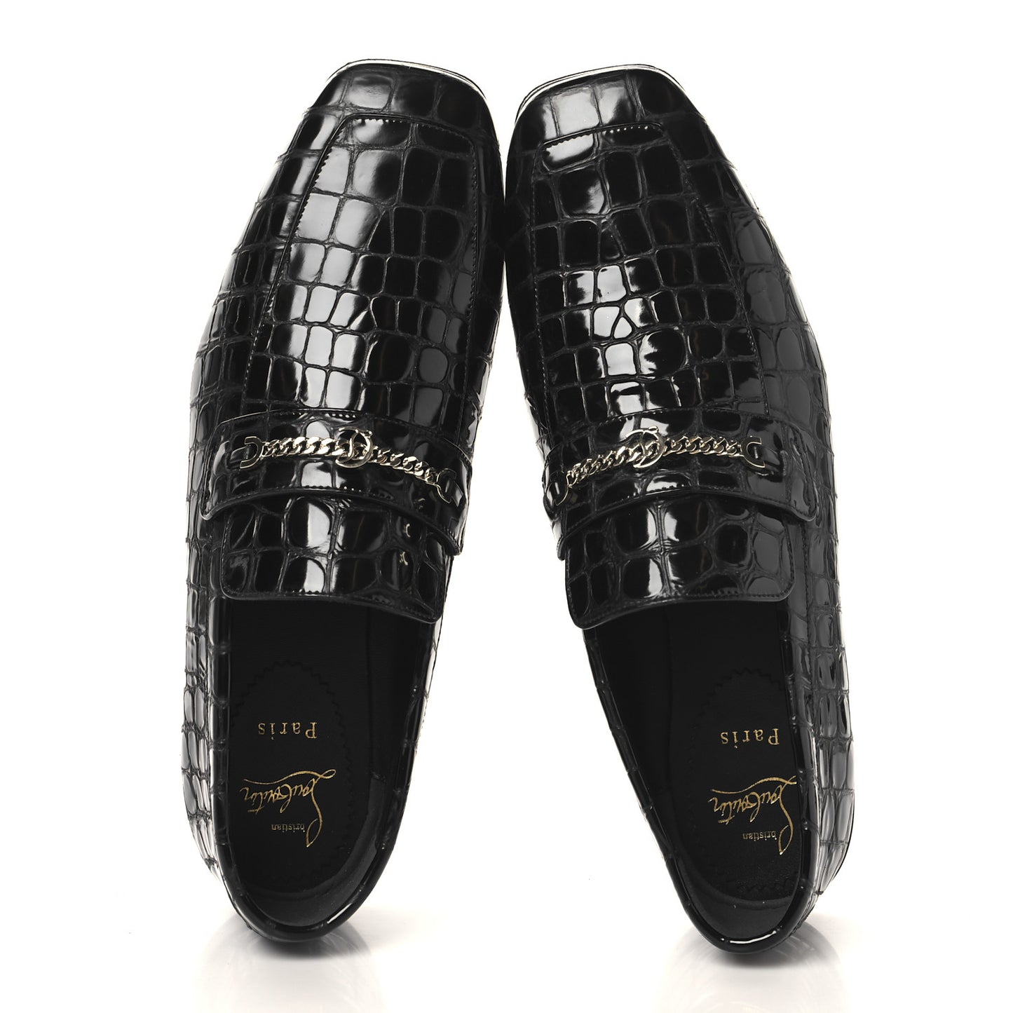 Soft Calfskin Alligator Embossed Mens MJ Moc Loafers 42 Black
