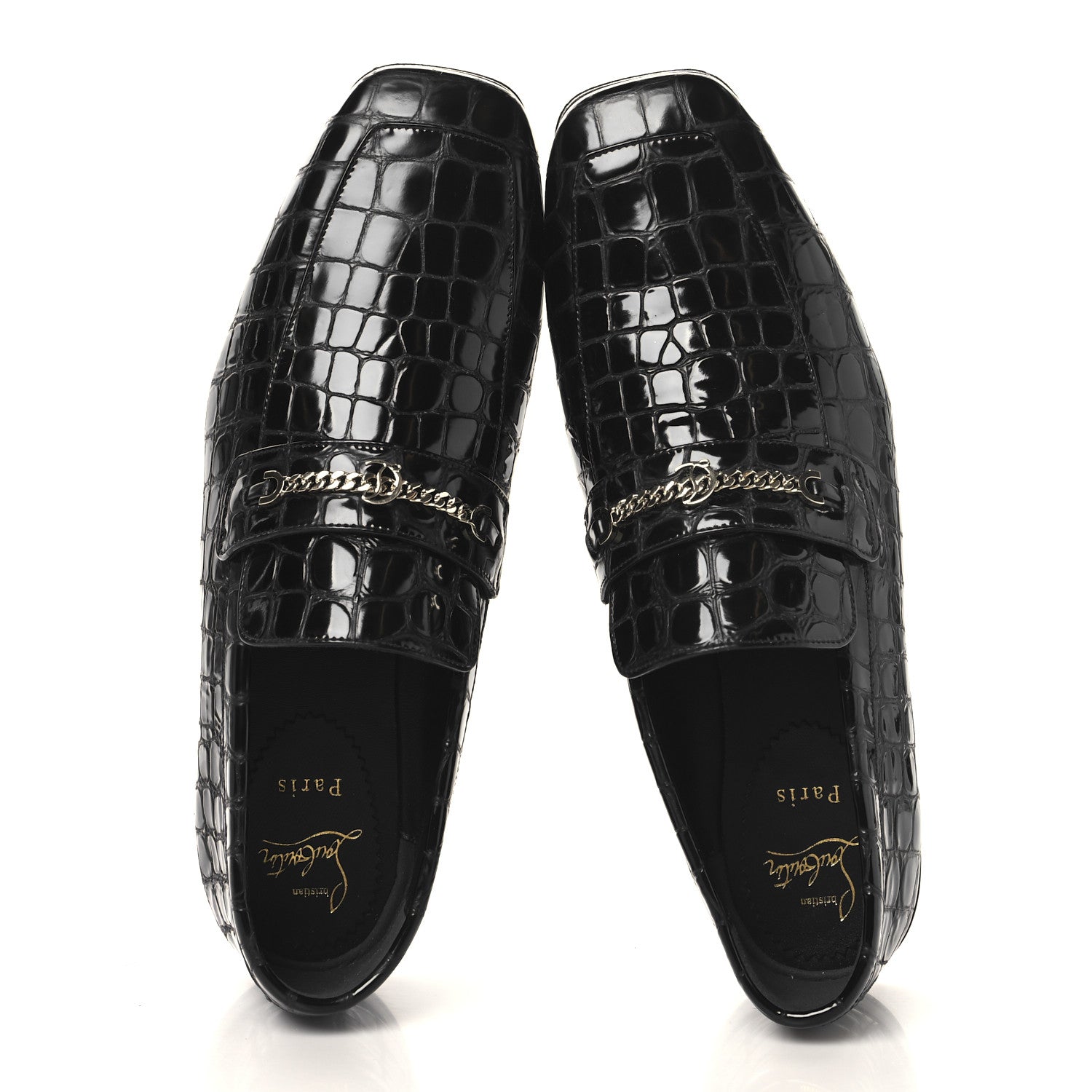 Christian Louboutin Soft Calfskin Alligator Embossed Mens MJ Moc Loafers 42 Black 2 of 9