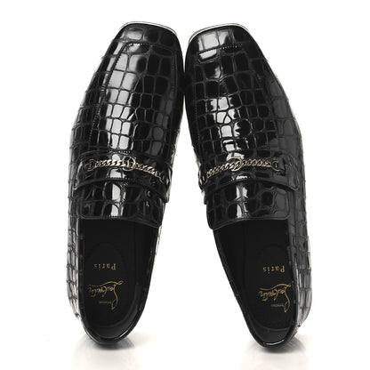 Christian Louboutin Soft Calfskin Alligator Embossed Mens MJ Moc Loafers 42 Black 2 of 9