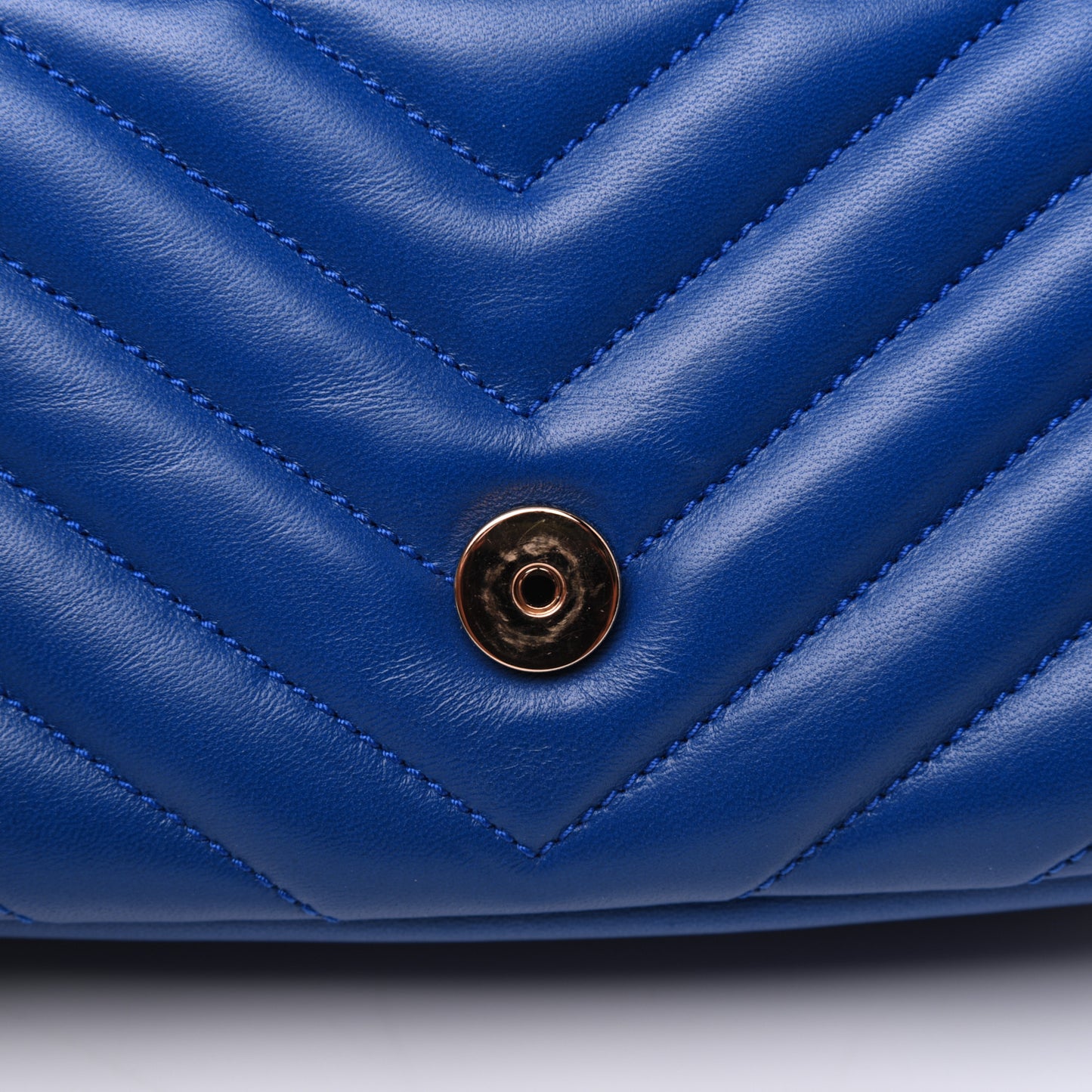 Sheepskin Matelasse Chevron Monogram Classic Baby Chain Bag Blue Majorelle