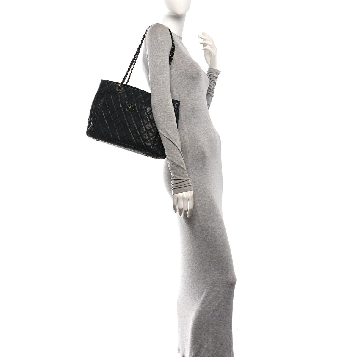 Chanel Caviar Quilted Small Shopping Tote Black 2 of 11