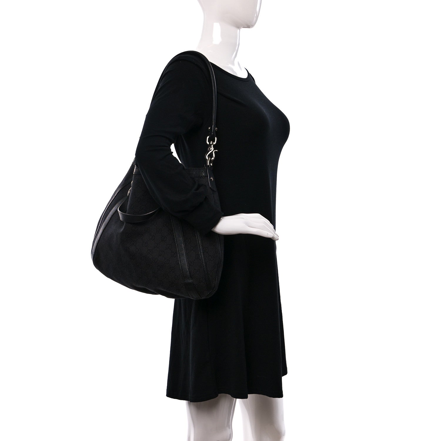 Gucci Monogram Medium Abbey Convertible Tote Black 2 of 11