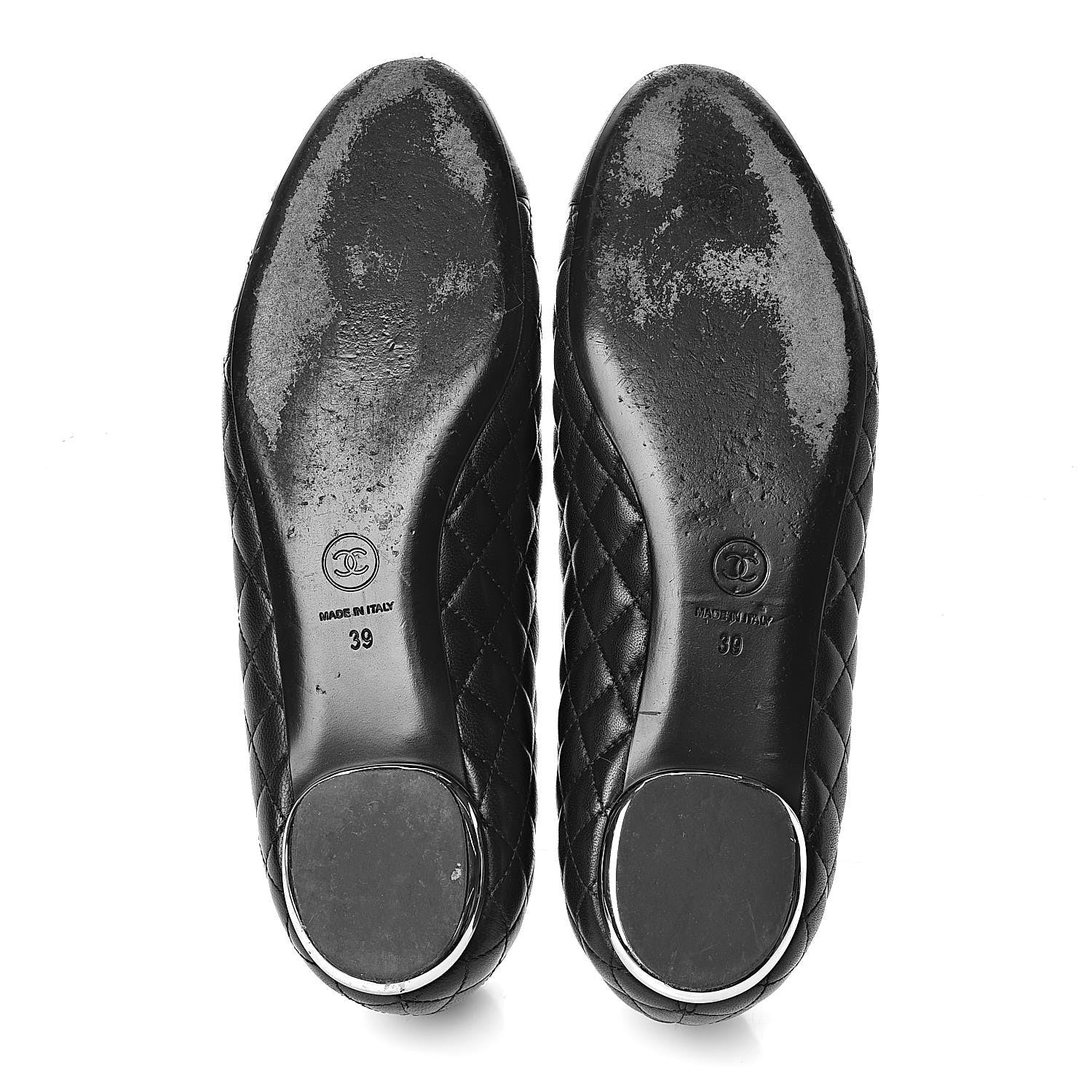 Chanel Lambskin Quilted CC Cap Toe Ballerina Flats 39 Black 5 of 11