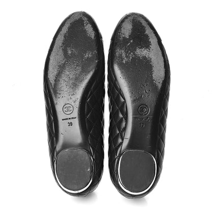 Chanel Lambskin Quilted CC Cap Toe Ballerina Flats 39 Black 5 of 11