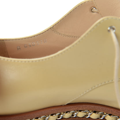 Chanel Calfskin Chain Lace Up Oxfords 38 Beige Clair 10 of 10