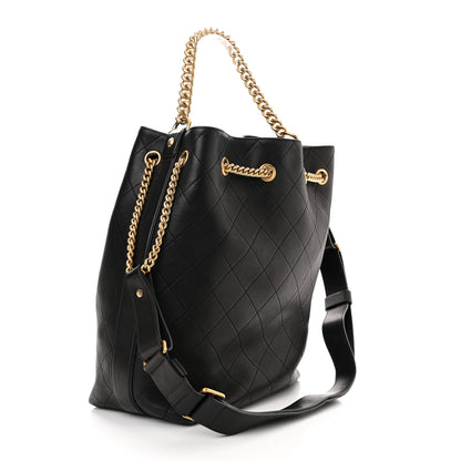 Chanel Calfskin Quilted Small On My Shoulder Drawstring Bag Black 2 of 9