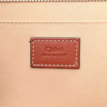 Chloe Cotton Calfskin Large Woody Ribbon Tote White Brown 6 of 12