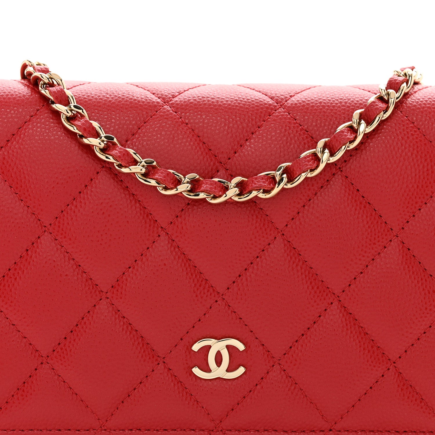 Chanel Caviar Quilted Wallet on Chain WOC Red 5 of 11