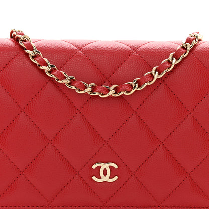 Chanel Caviar Quilted Wallet on Chain WOC Red 5 of 11