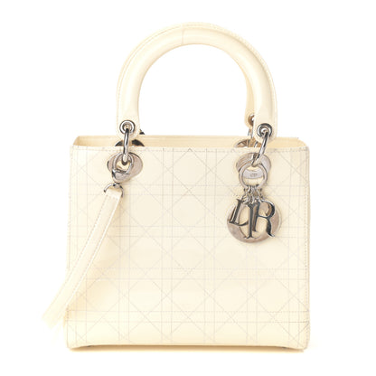 Christian Dior Patent Cannage Stitched Medium Lady Dior White 1 of 10