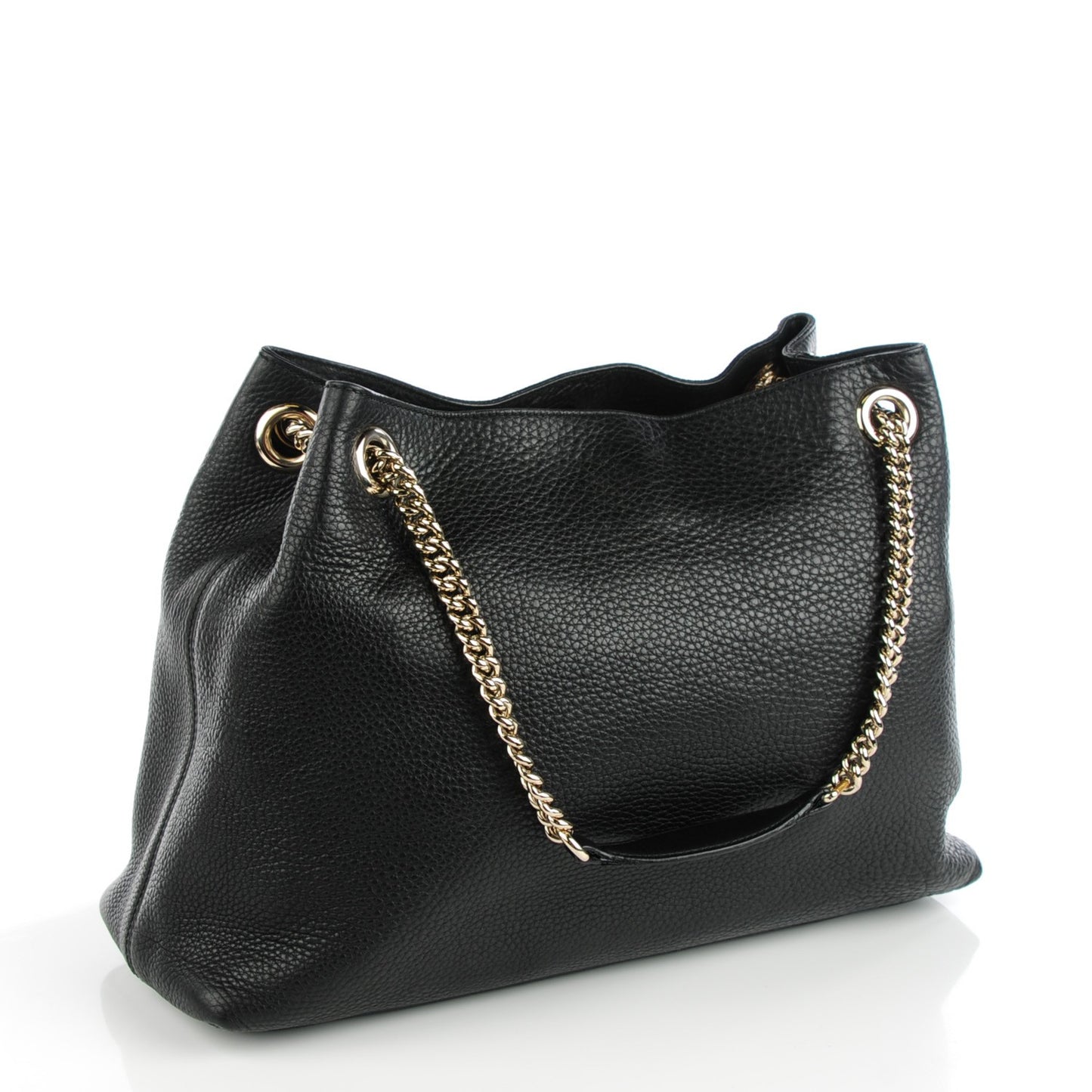 Pebbled Calfskin Medium Soho Chain Shoulder Bag Black