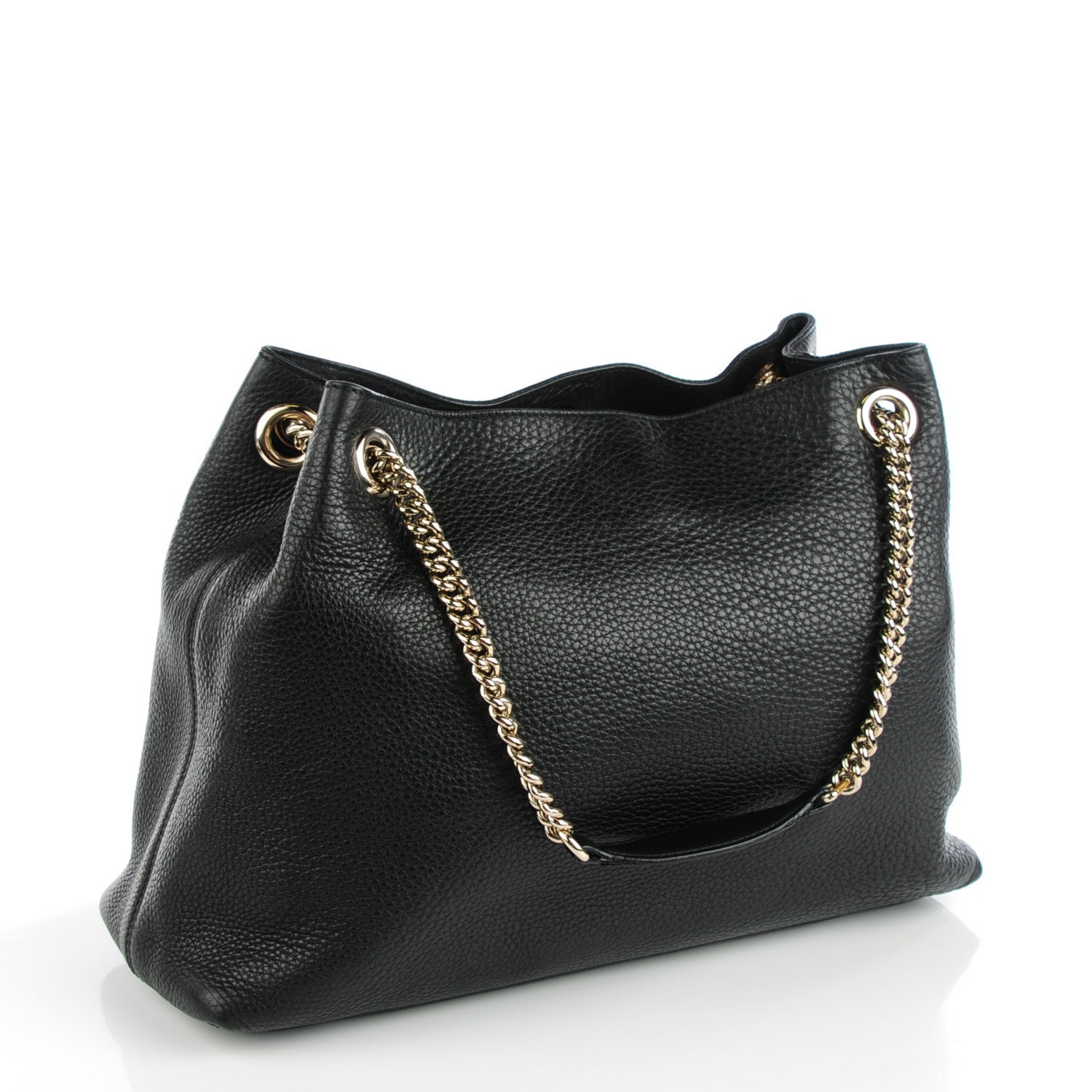 Gucci Pebbled Calfskin Medium Soho Chain Shoulder Bag Black 3 of 7