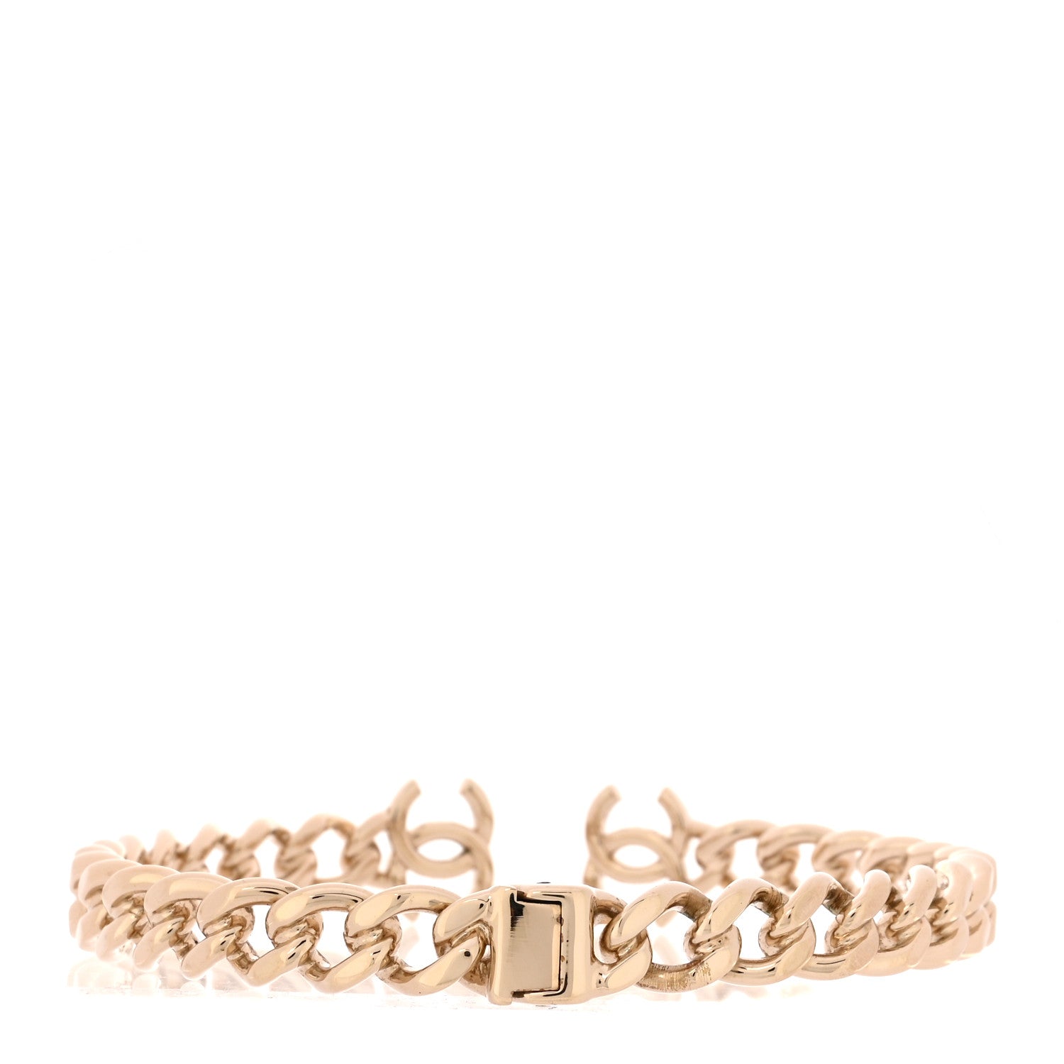 Chanel Metal CC Chain Link Choker Necklace M Gold 2 of 5