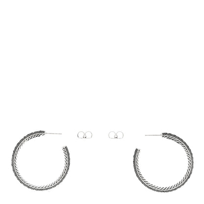 David Yurman Darkened Sterling Silver Black Diamond Small Midnight Melange Hoop Earrings 3 of 4