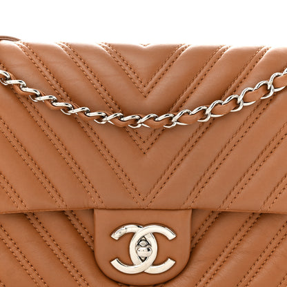 Chanel Lambskin Chevron Double Stitch Medium Single Flap Brown 8 of 14