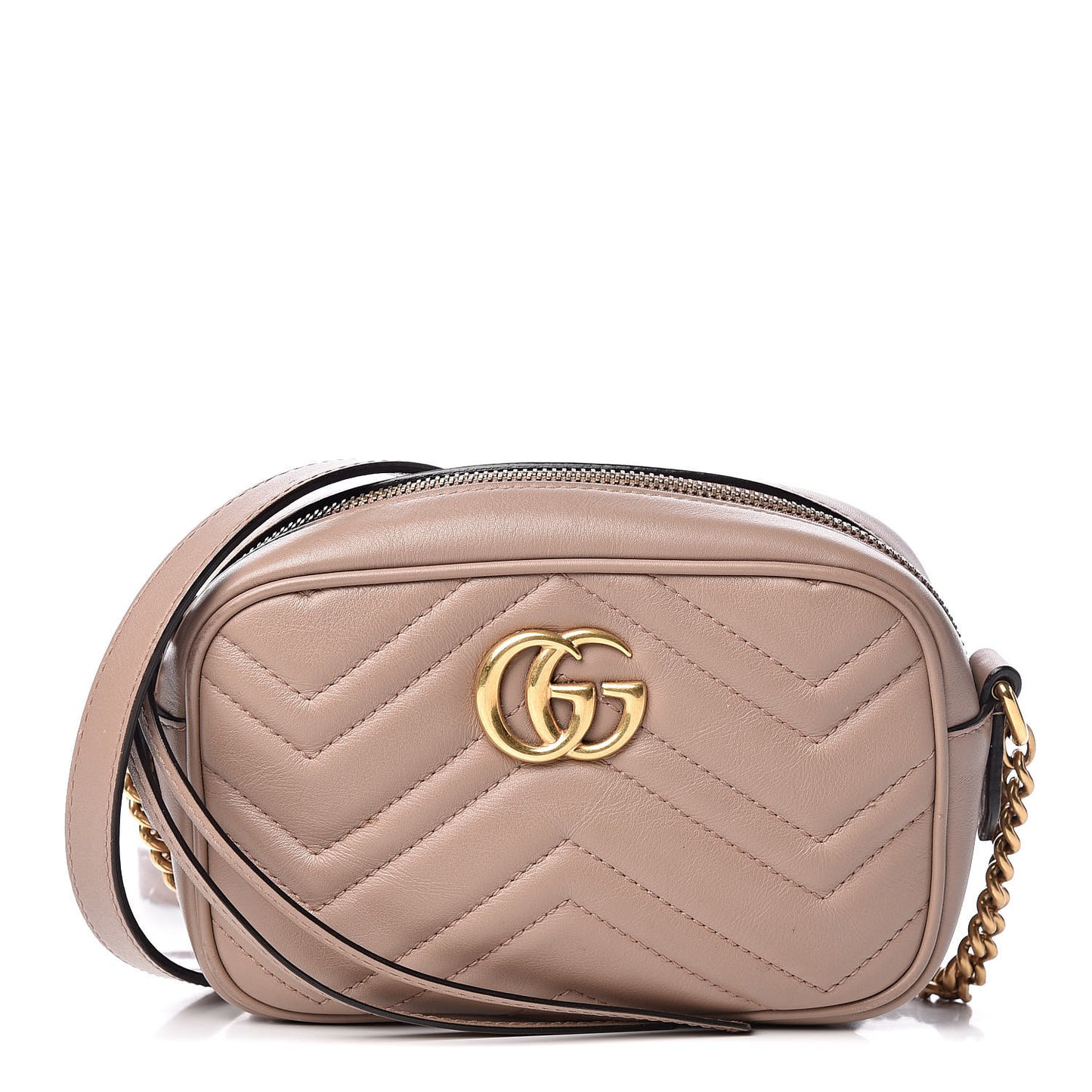 Calfskin Matelasse Mini GG Marmont Chain Shoulder Bag Porcelain Rose
