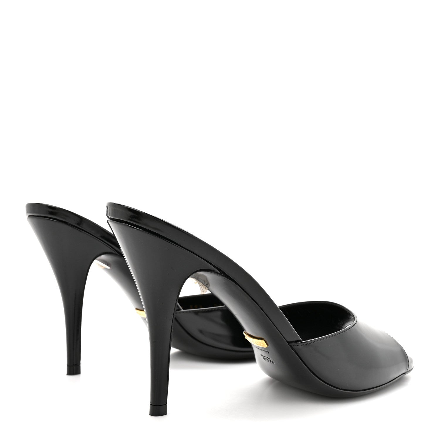Gucci Polished Calfskin Scarlet Heel Slide Sandals 36 Black 5 of 10