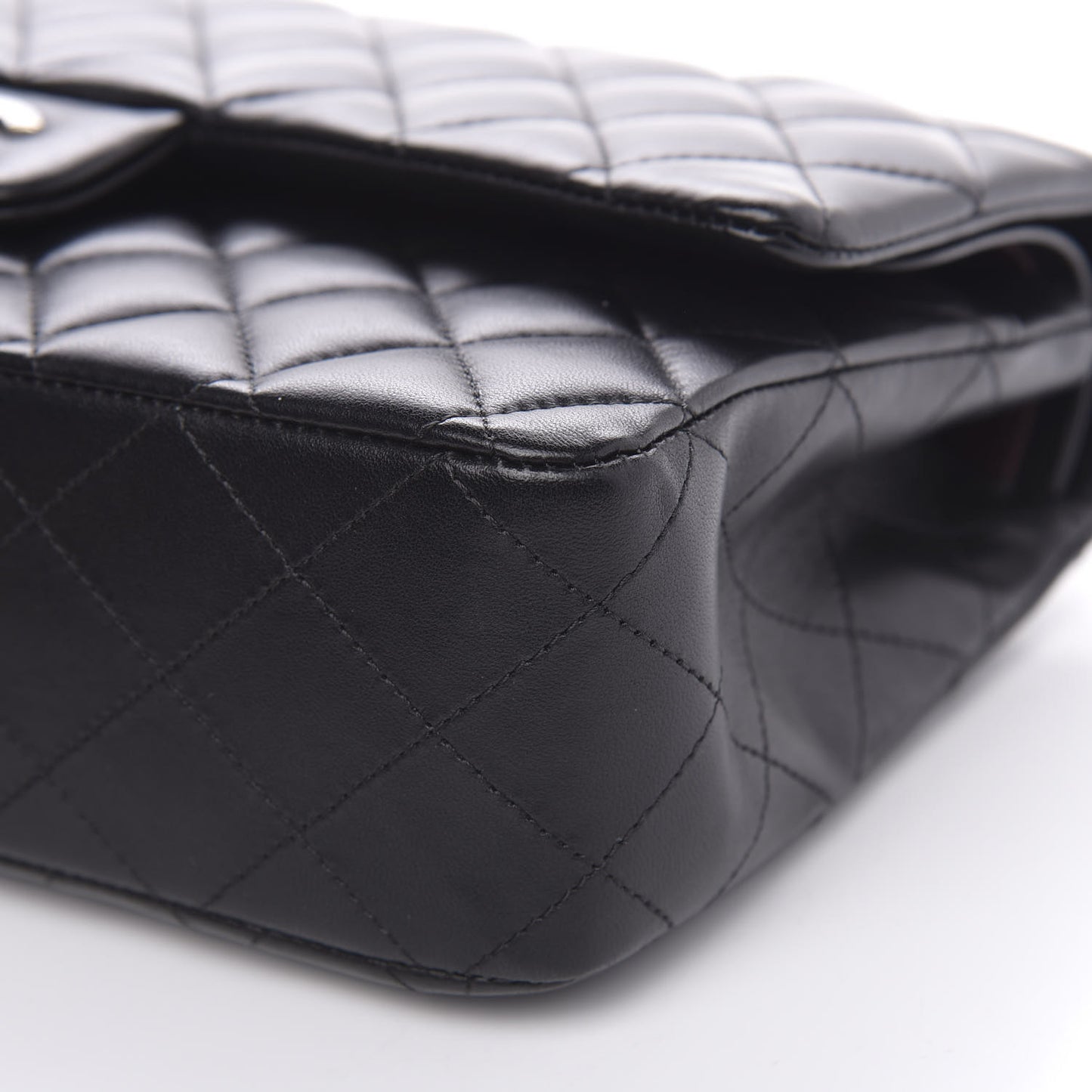 Lambskin Quilted Medium Double Flap Black