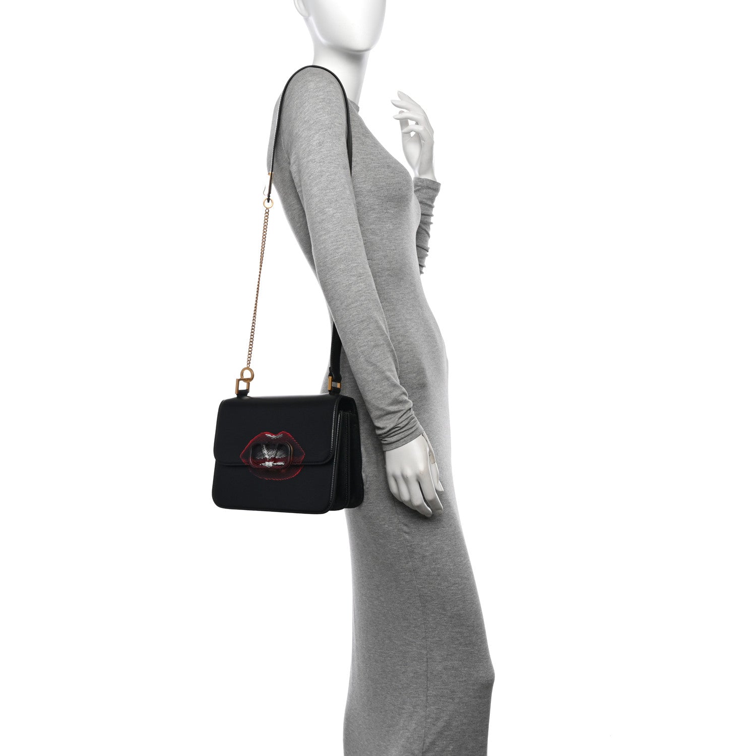 Valentino Garavani X UNDERCOVER Smooth Calfskin Lips Print Large VSling Shoulder Bag Black 2 of 9