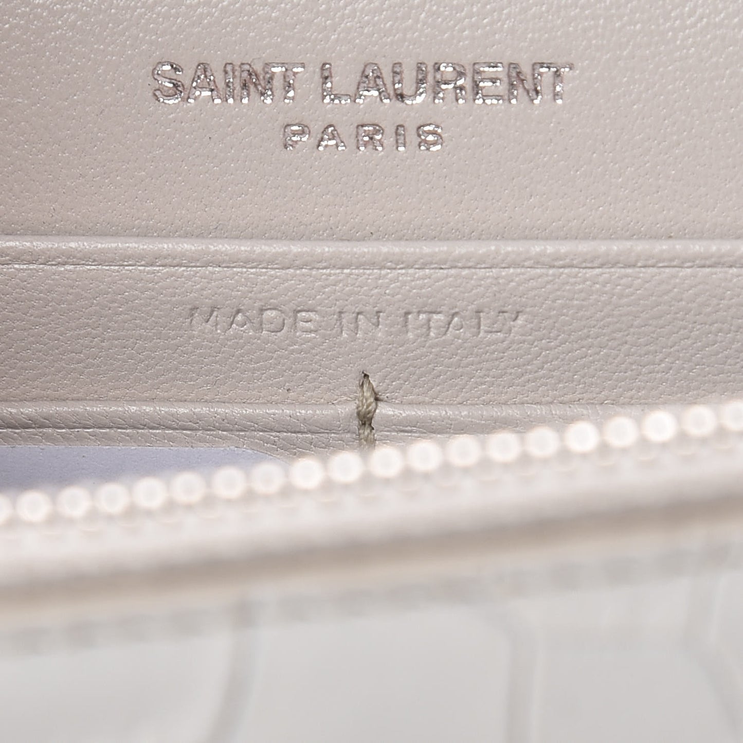 Calfskin Crocodile Embossed Kate Monogram Tassel Chain Wallet Cremasoft