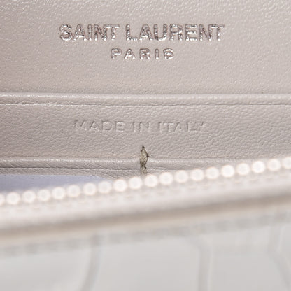 Saint Laurent Calfskin Crocodile Embossed Kate Monogram Tassel Chain Wallet Cremasoft 8 of 9