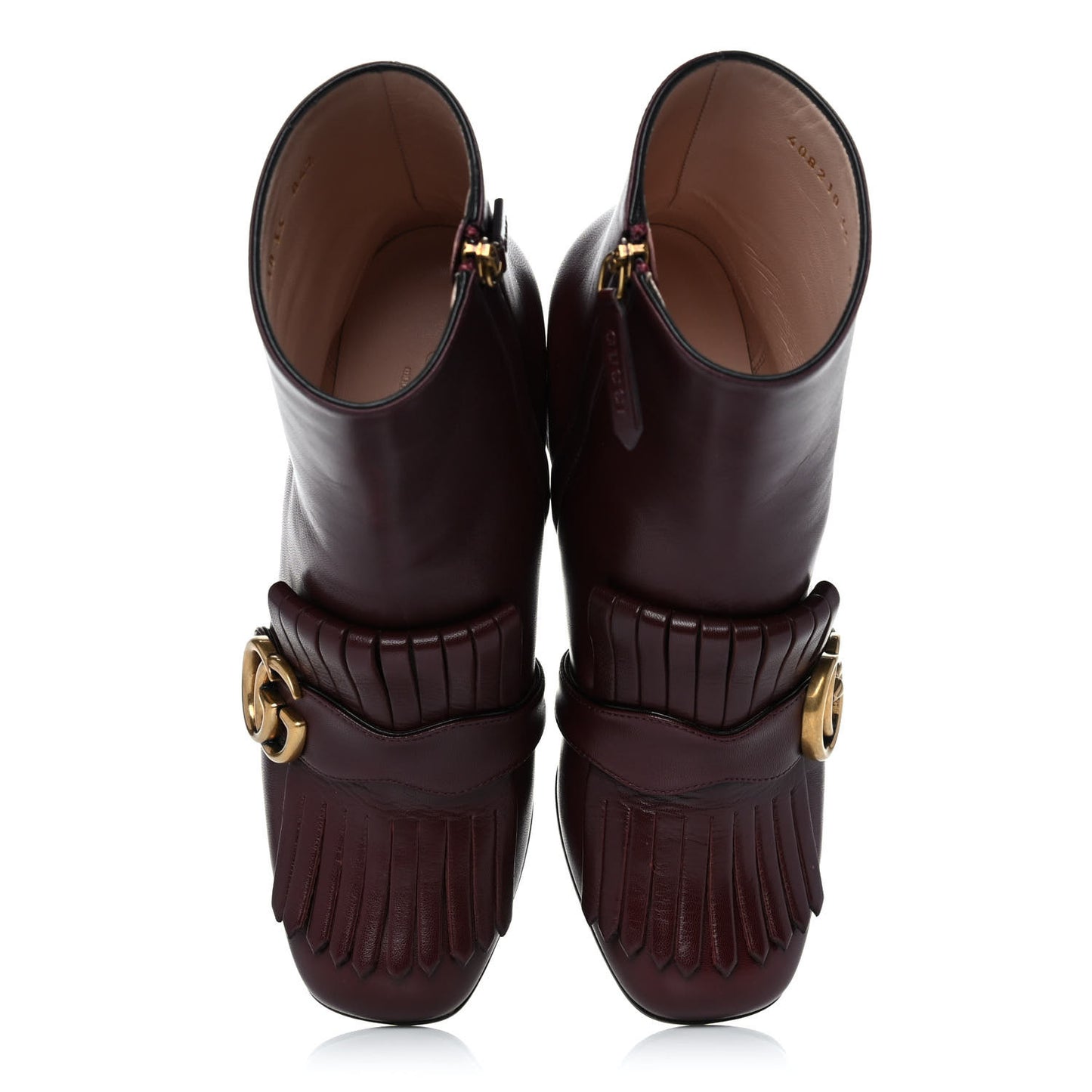 Malaga Kid GG Marmont Fringe 75mm Ankle Boots 35 Vintage Bordeaux