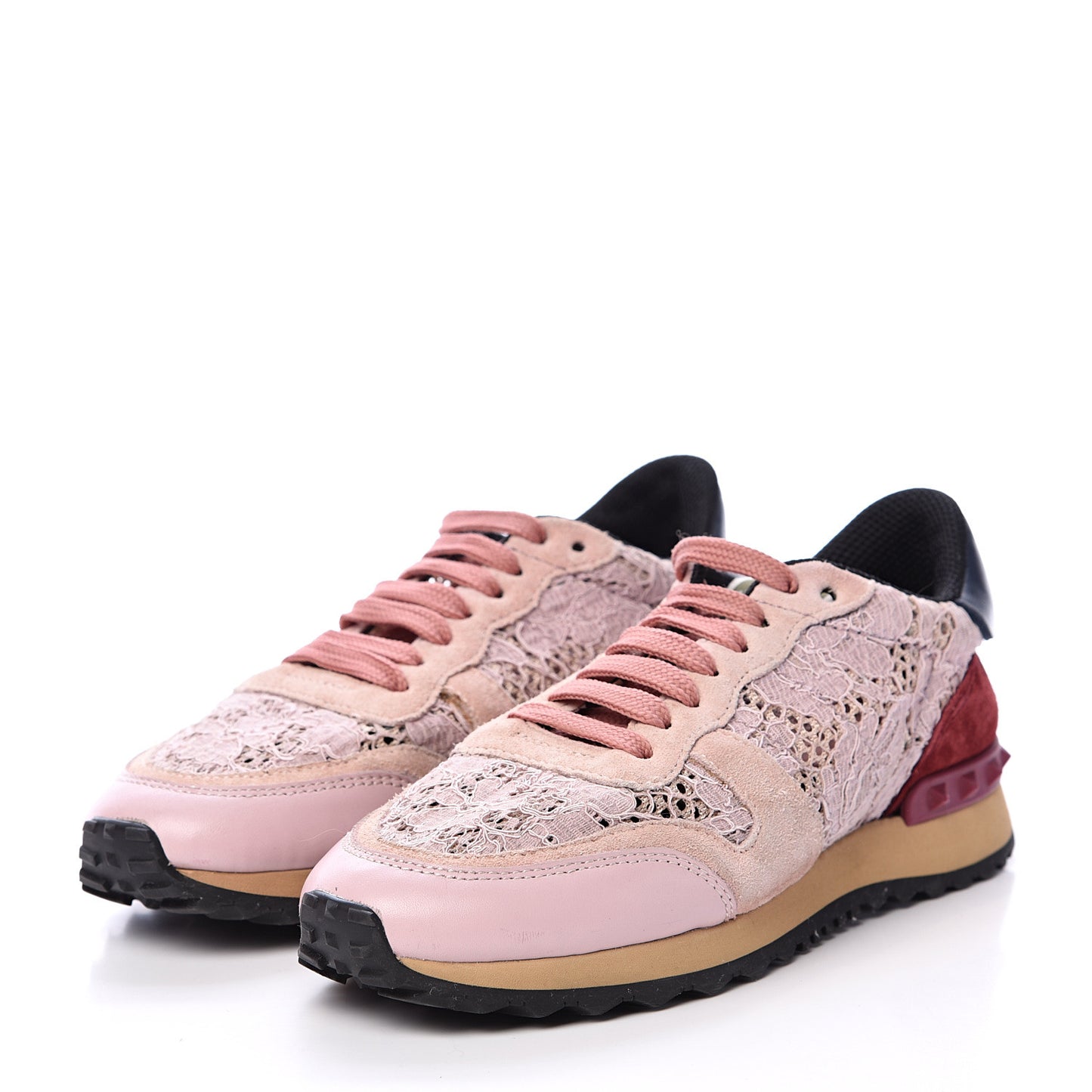Macrame Lace Suede Womens Rockrunner Sneakers 36 Water Rose Multicolor